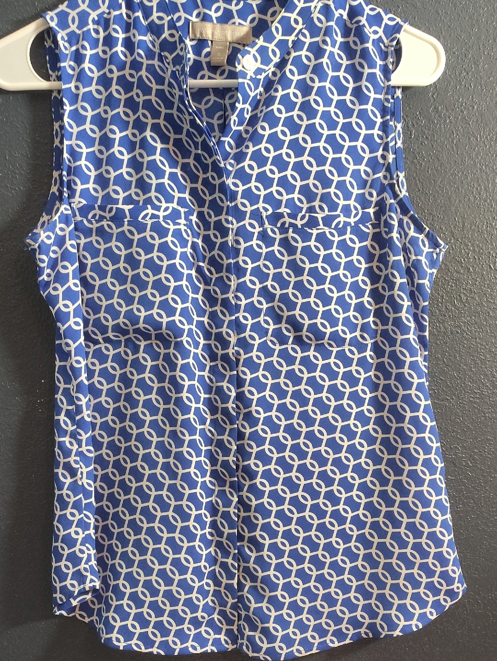 Banana Republic Blue Sleeveless Geometric-Print Camisole
